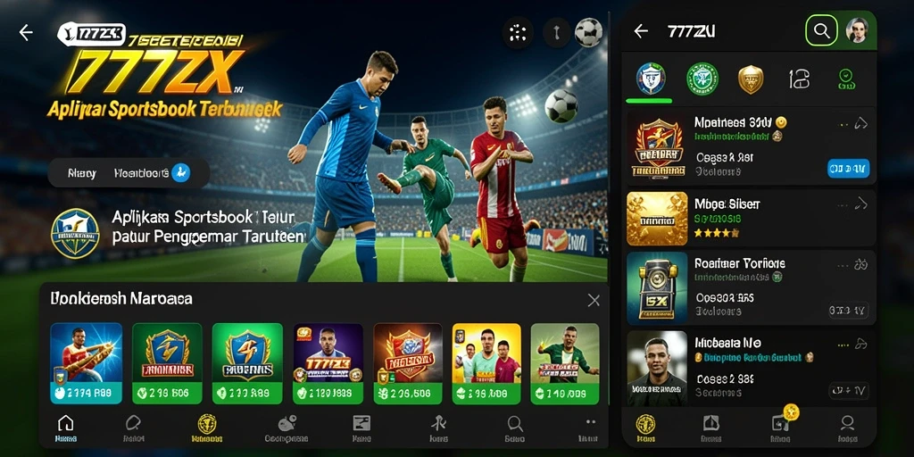 Tampilan antarmuka aplikasi 777ZX dengan fitur Sportsbook yang menarik.