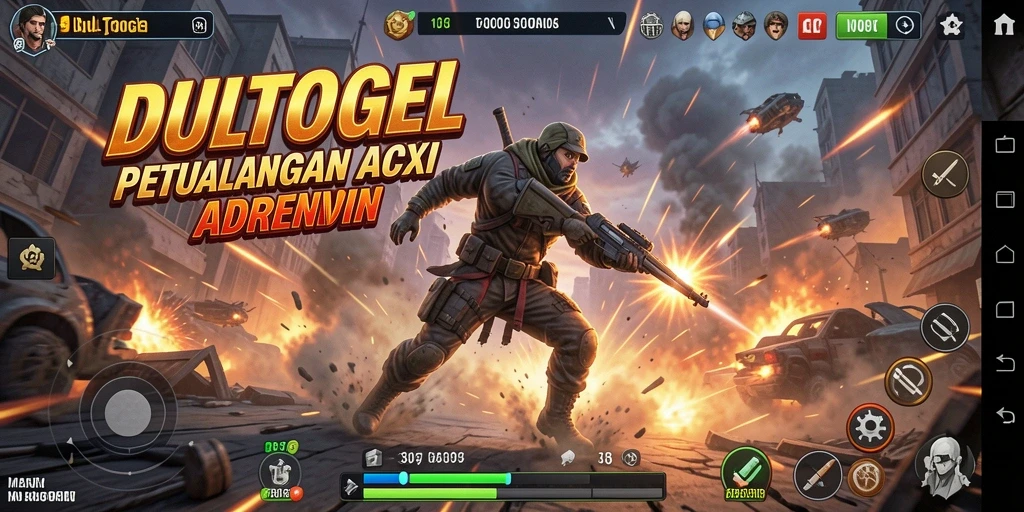 Tampilan gameplay DULTOGEL yang mendebarkan dan penuh aksi.