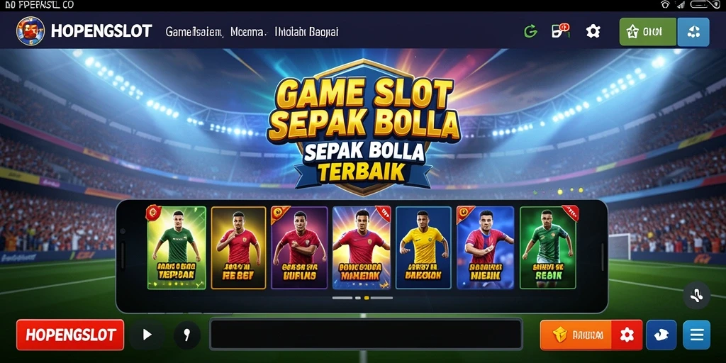 Tampilan gameplay HOPENGSLOT yang penuh aksi dengan tema sepak bola.