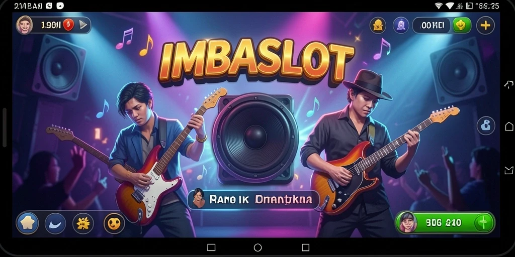 Screenshot gameplay <strong>IMBASLOT</strong> menampilkan pengguna menikmati berbagai lagu dengan grafik yang menarik.