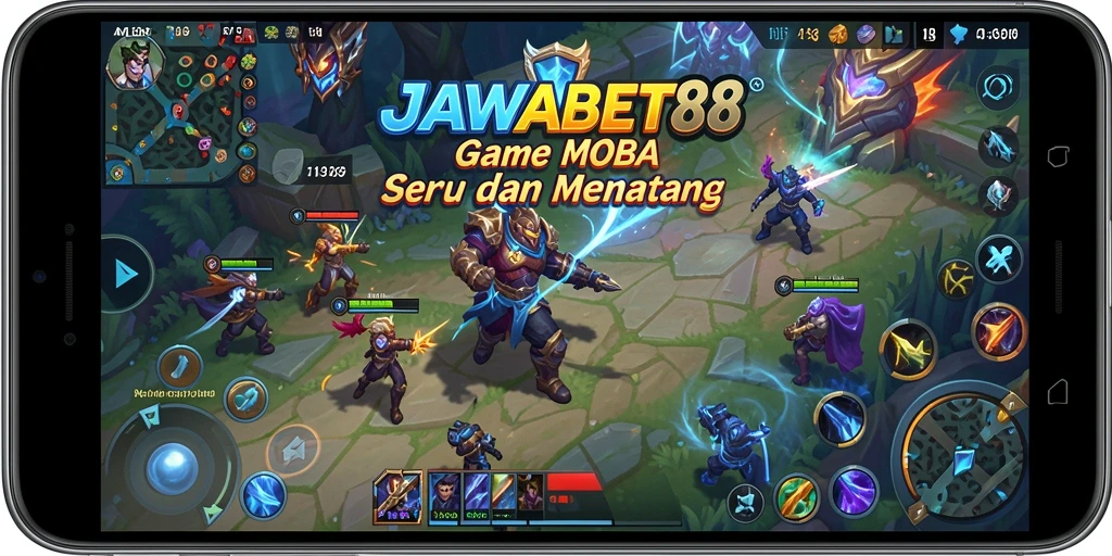 Tampilan seru dalam permainan JAWABET88 MOBA.