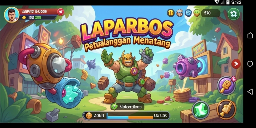 Screenshot utama LAPARBOS menampilkan permainan arcade yang seru dan penuh aksi.