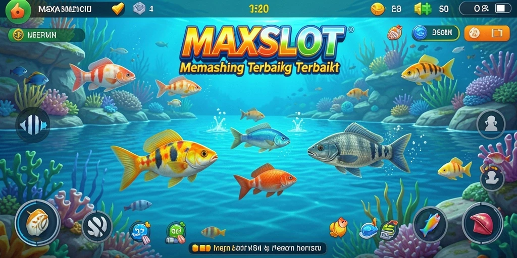 Menampilkan gameplay menarik dalam MAXSLOT saat memancing di laut.