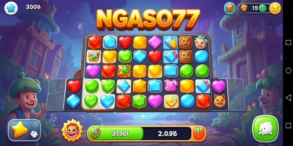 Tampilan gameplay menarik dan penuh warna dari NGASO77.