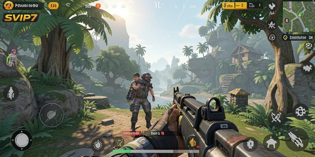 Tampilan gameplay seru di SVIP7 dengan aksi TPS mendebarkan.